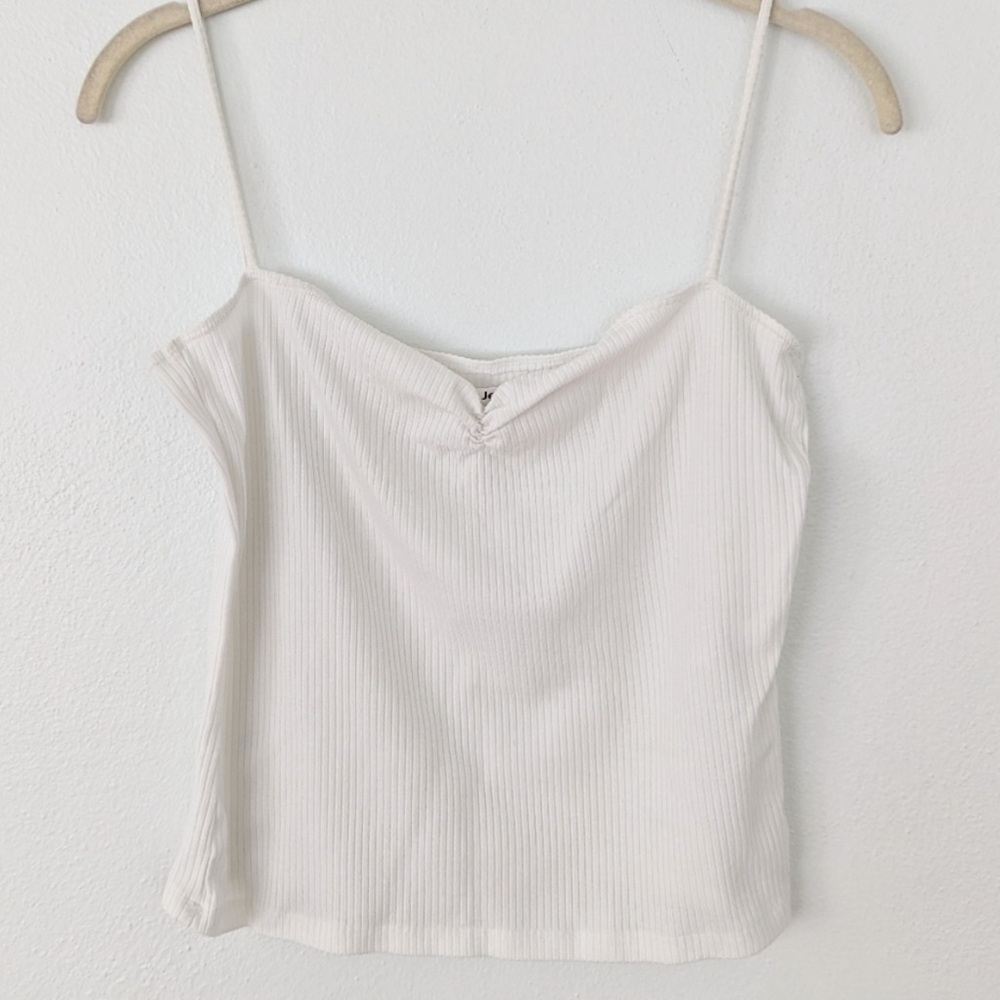 Reformation Ribbed Cream Spaghetti Strap Tank Top